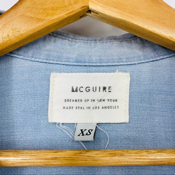 McGuire Denim Embroidered Bird Long Sleeve Chambray Button-Front Top XS - Picture 8 of 9